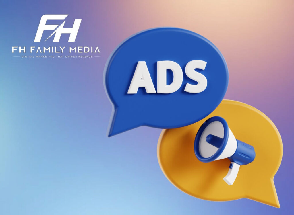A circular progress chart by FH Family Media for a UK Facebook marketing campaign, showing 690 clicks achieved out of a total target goal of 1,000.