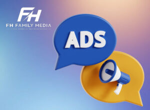A circular progress chart by FH Family Media for a UK Facebook marketing campaign, showing 690 clicks achieved out of a total target goal of 1,000.